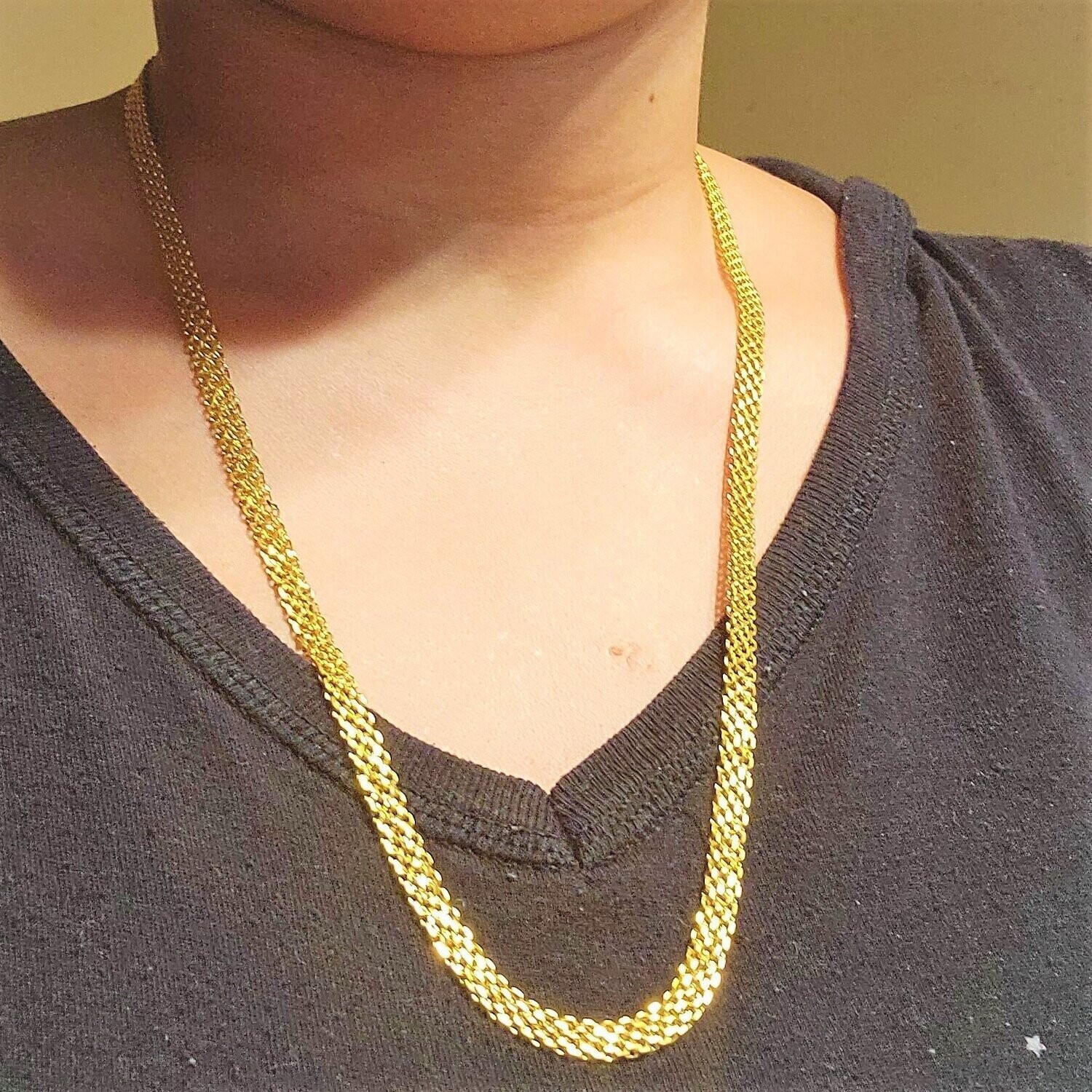 Jewelry Gold Chain Necklace Collection - 14K Solid Yellow Gold Filled Round Wheat/Palm Chain Necklaces for Women and Men with Different Sizes (5-6mm) 22 inch length