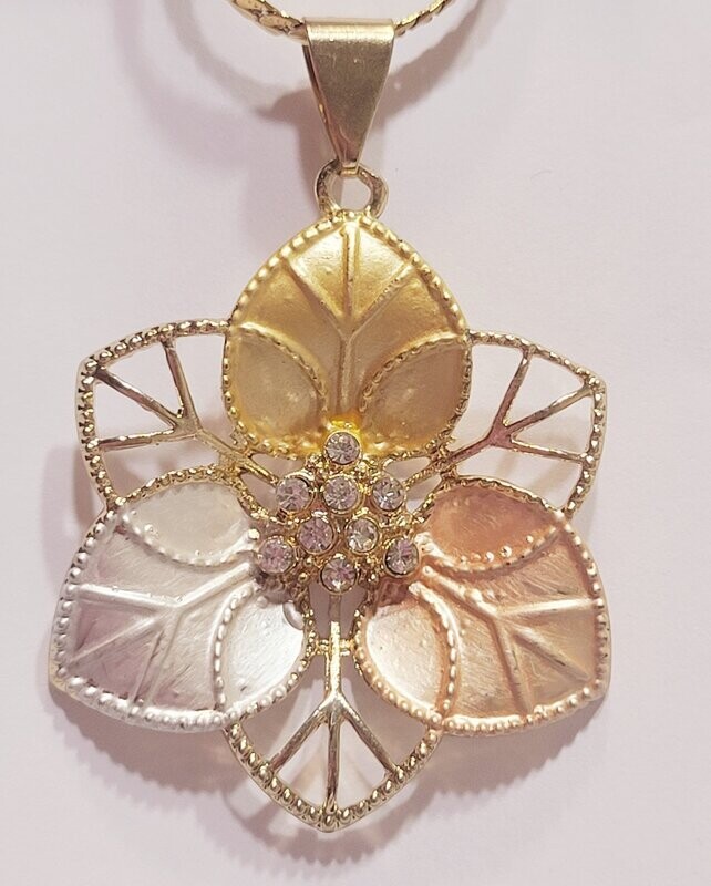 Rose Flower Necklace Earrings and pendant for Women 18K Gold Plated Hypoallergenic Jewelry 1.5 inch