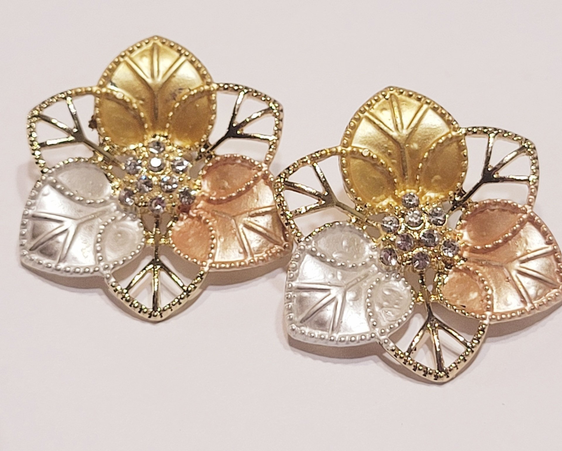 Rose Flower Necklace Earrings and pendant for Women 18K Gold Plated Hypoallergenic Jewelry 1.5 inch