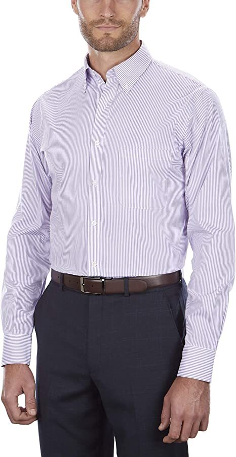 Tom James Men's Business Formal Slim Fit Long Sleeve Button Up Dress Shirts with Pocket Striped US X Large- XX large