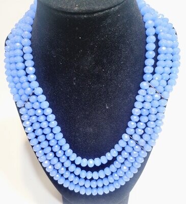 ocean blue unique onyx bead four layer necklace, African Indian multi layer mala haar necklace, multi strand necklace, natural stone necklace, crystal beaded jewelry