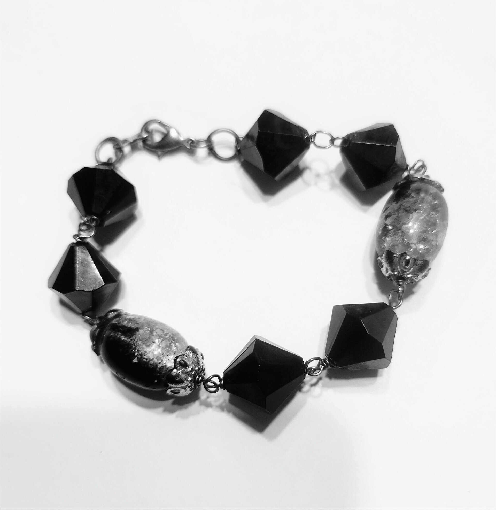 Rare Black Natural Gemstone Bracelet 7.5 In  Gems Rare Stones  Beads  Bracelets for Women Men Girls Gifts (Unisex)