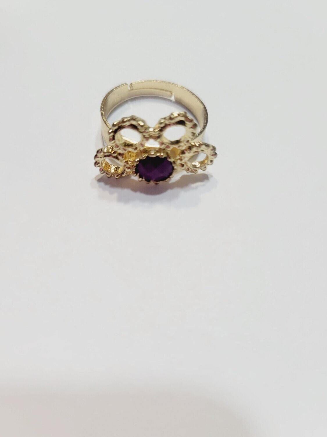 Gold Plated Crown Design With Purple Natural Gemstone Ring Simple Fashion Jewelry Popular Accessories Ring Gifts (Gold, 8)