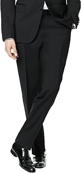 Men's Tailored Tuxedo Pants w. Satin Stripe Regular Fit Flat Front Unhemmed