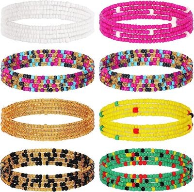 32 32" African Waist Beads - Tie On Waist Beads for Weight Awareness - Adjustable Belly Beads with String 2pcs Plus Size Waist Beads - Waist Beads for Women and Girls Colorful waist beads, Gift for girl