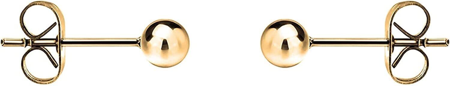 14K Original Gold Ball Stud Earrings For Women & Girls - Made in Italy Comes With Gift Box 5 MM