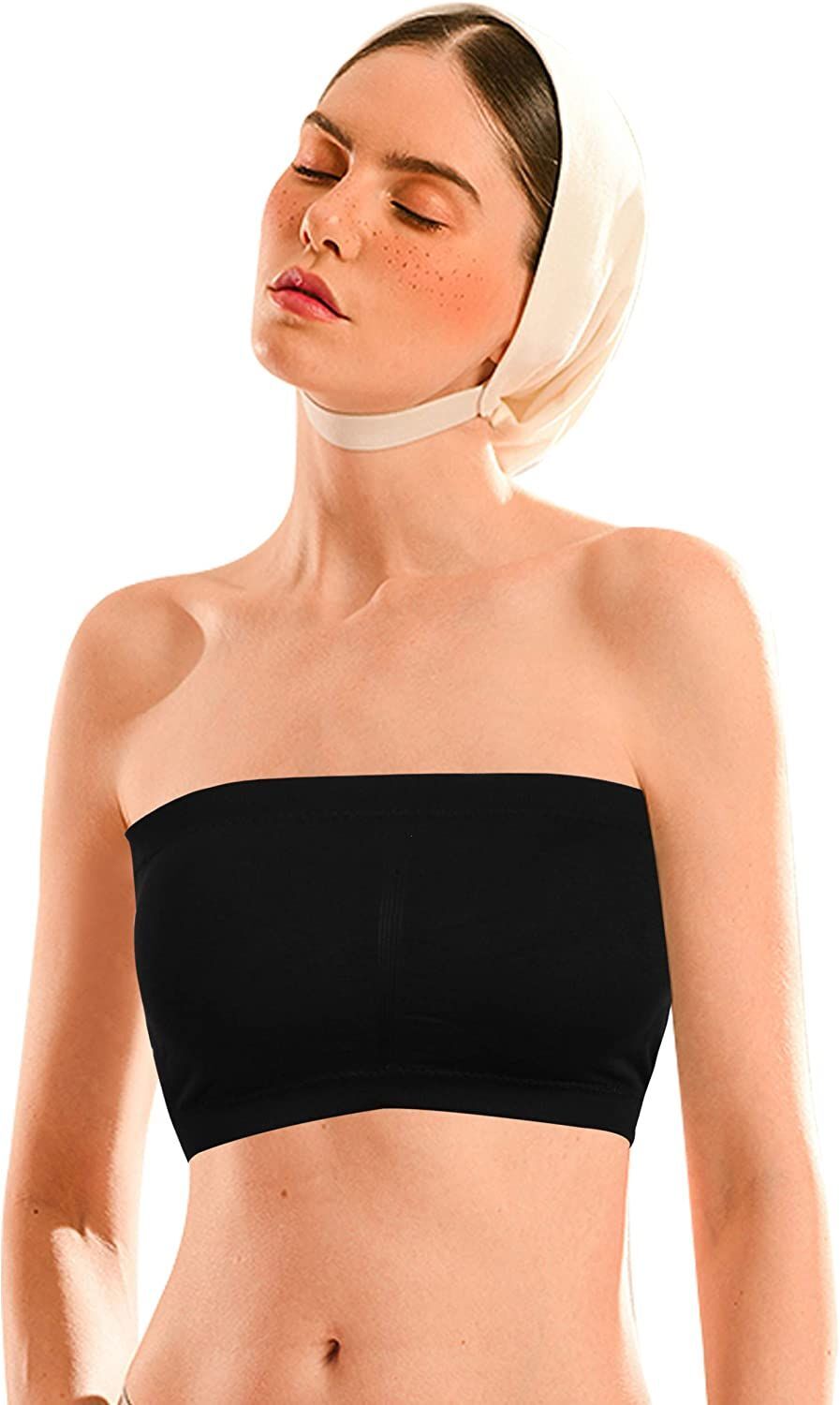 Women's Strapless Bandeau Bra Padded Bandeau Tube Top Bra Fitness Gym Tops Sexy Sports Bra Wireless Tube Top Bra