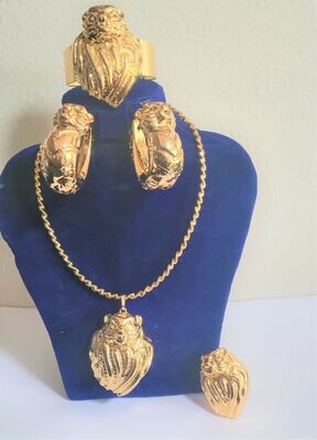 Bear Women Fashion Gold African Nigerian Jewelry Set Wedding Necklace Bracelet Earrings Ring Jewelry Sets