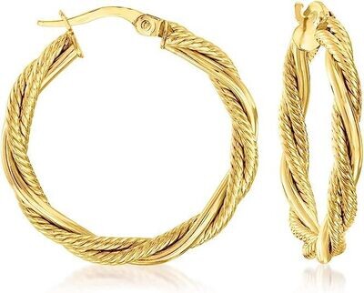 Italian 10kt Yellow Gold Twisted Hoop Earrings and pendant