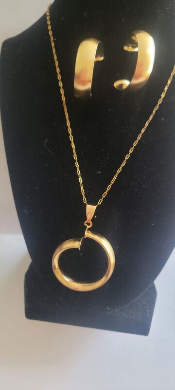 Gold Moon C and G shaped 14K High Quality Ladies Earrings and pendant Jewelry