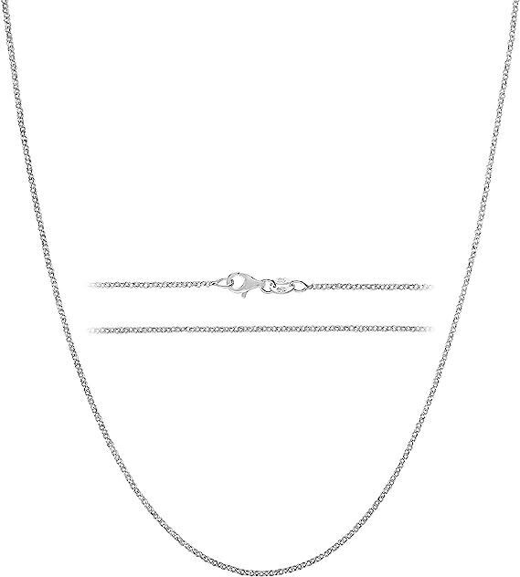 Sterling Silver Chain Link Necklace–3mm Premium 925 Sterling Silver Necklace for Women and Men – Dainty Flat Silver Chain Necklace –Ideal for Birthday, Valentine’s Day, Anniversary Length 16.5 inches