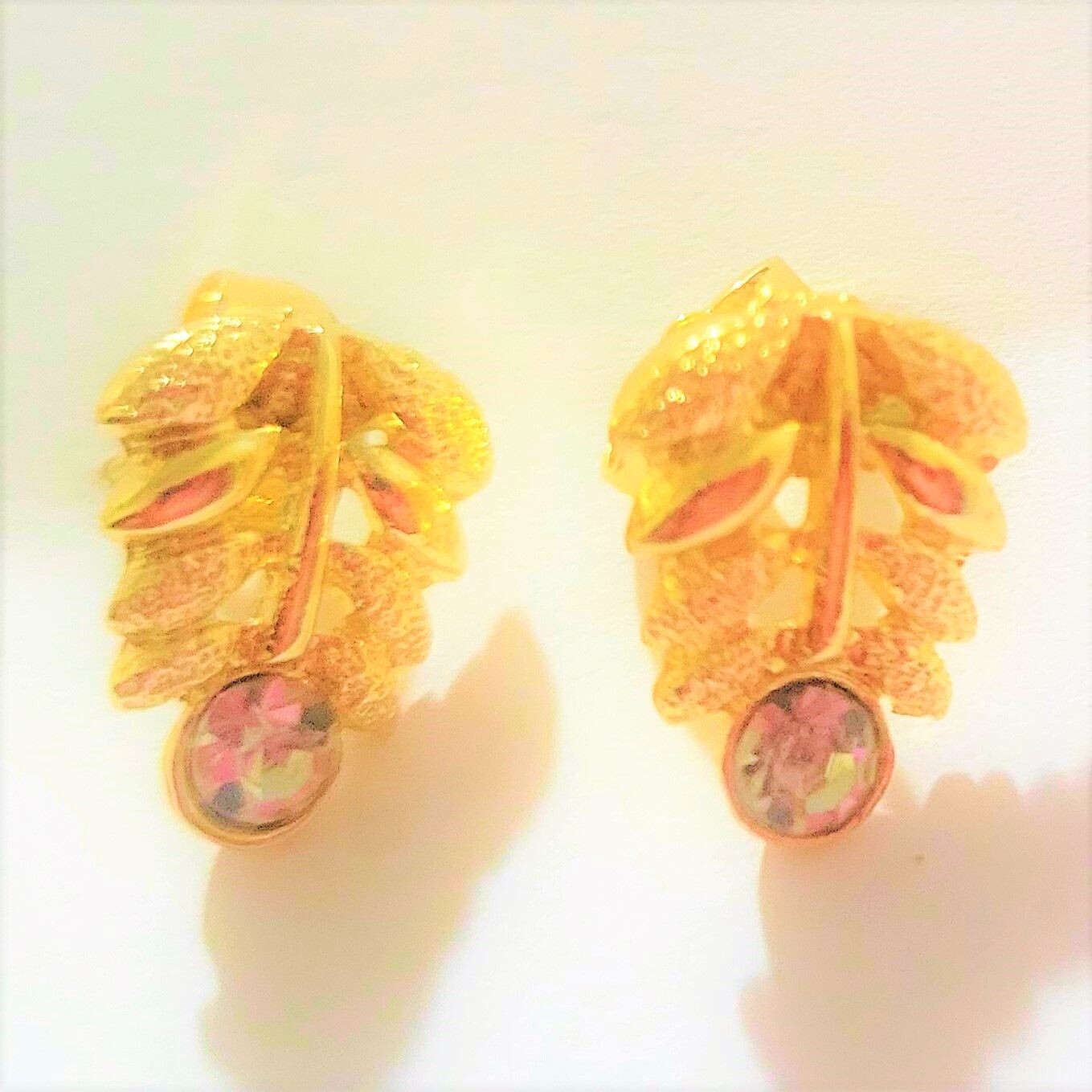 Gold Plated Stud Earrings for Women Girls Cute CZ Heart Lightning Blot Leaf Gold Stud Earrings. Earring for Birthday Halloween Christmas Gift