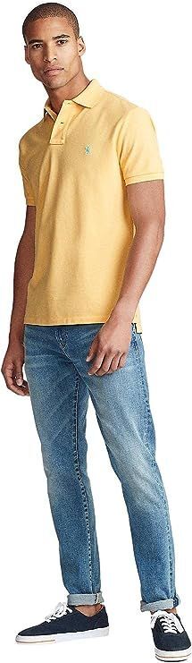 Yellow Knight Sport Wear Men Custom Fit Mesh Polo Top Shirt Blouse Size Medium POLO Men's Classic Fit Polo Shirt