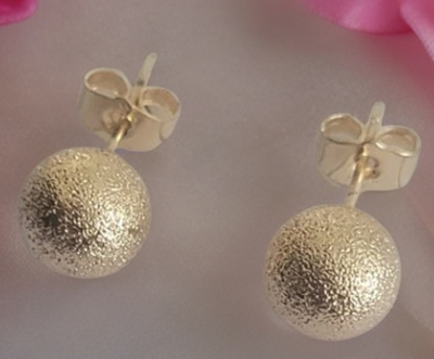 14K Gold Ball Earring/Stud Earrings 6-8 MM For Women With Secure Push Back