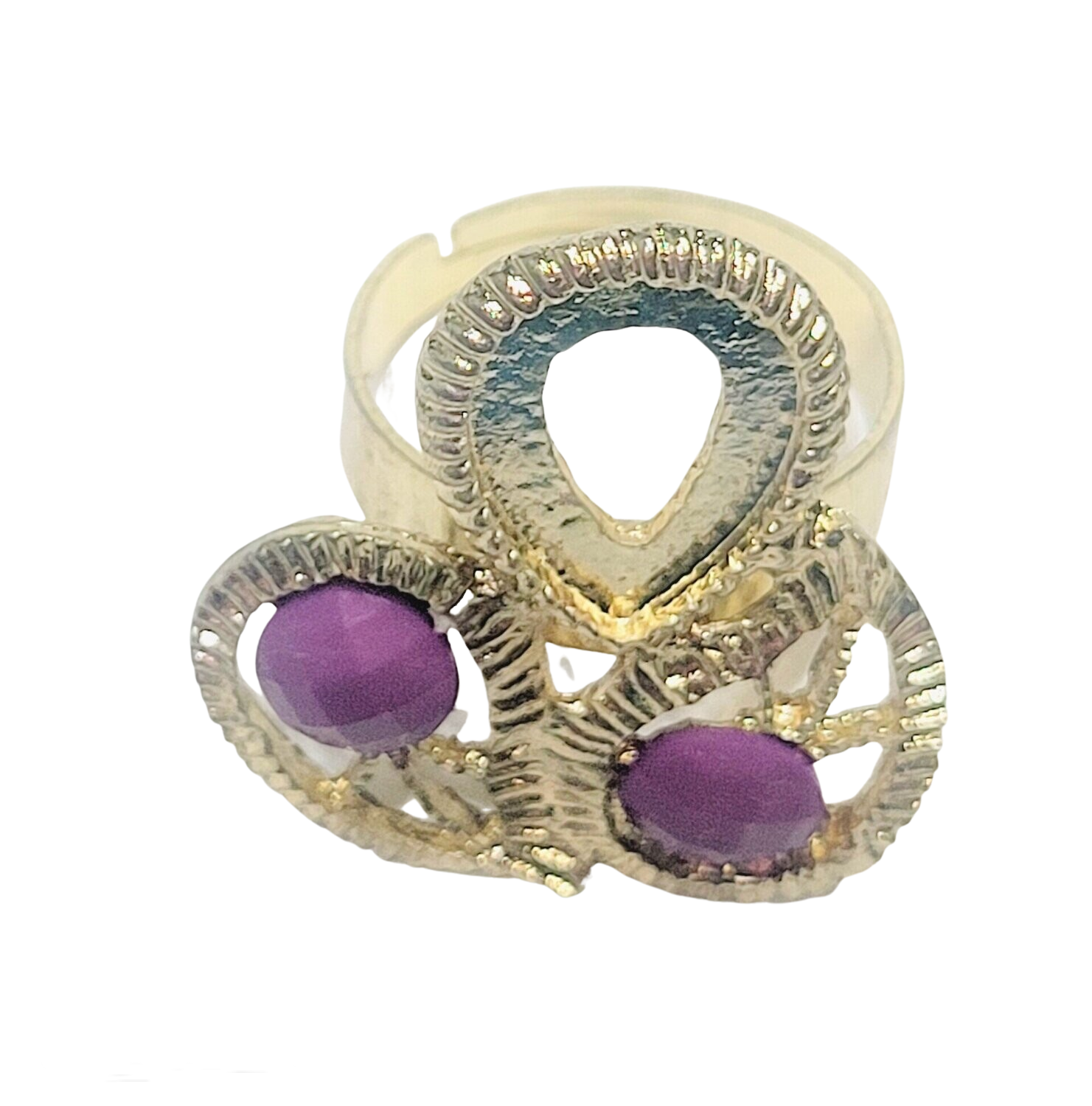 14k Gold Plated With Purple Natural Gemstone Ring Simple Fashion Jewelry Popular Accessories Ring Gifts (Gold, 8) Adjustable