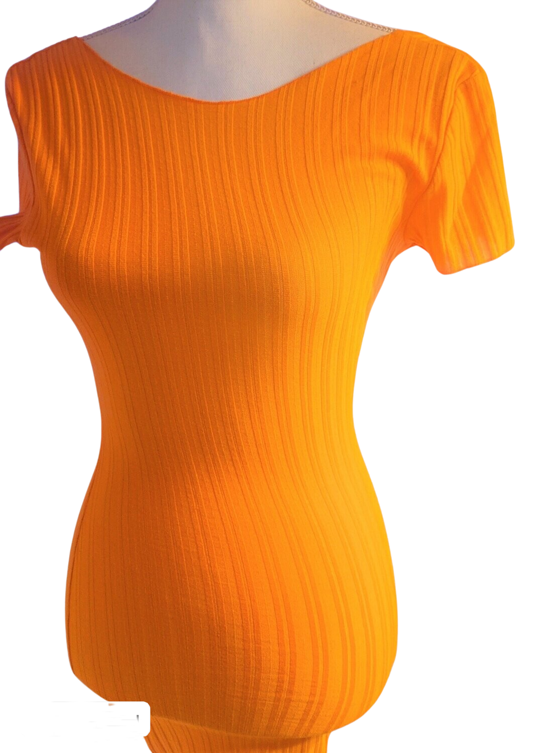 Pretty Little Thing Orange Frill Edge Scoop Back Short Sleeve Bodycon Dress Size 2