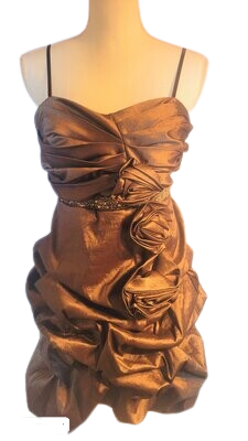 Women's Cocktail Prom Brown Dress Gown Crystals Applique Short Prom Dress US Medium