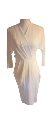 Closet London Ladie's White Long Sleeve V-Neck A-line Wrap front Bridesmaid Cocktail Gown Party Dress
