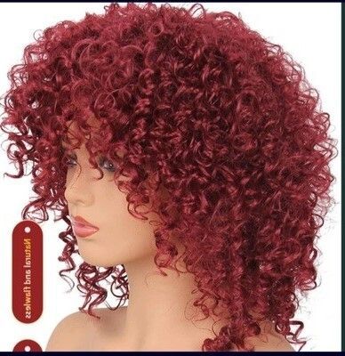 African Brazilian Wigs Kinky Curl Head Band Short Afro Synthetic Hair Wig Wine