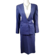 Blue Women's 2 Piece Business Skirt Suit Set Office Lady Slim Fit Blazer and Skirt