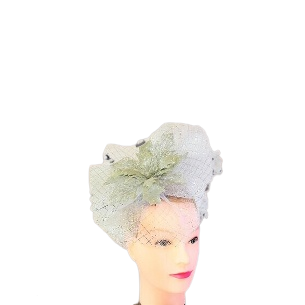 Women's/Girl's Fascinators Hat Flower Feather Veil Headband Tea Party Church Wedding Cocktail Headwear with Clip/band Color: White and Silver
