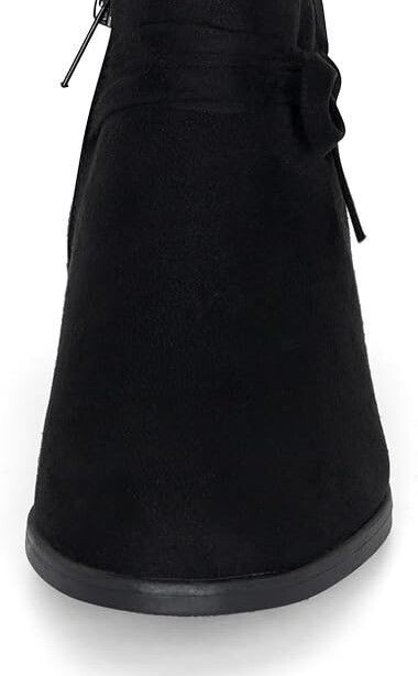 Girl's Faux Suede Low Heel Side Zipper Bowknot Ankle Boots (Toddler/Little Kid) Size 12 shoe