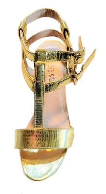 Gold Nine Weet Women's Open Toe Ankle Strap Low Block Chunky Heels Sandals Party Dress Pumps Shoes