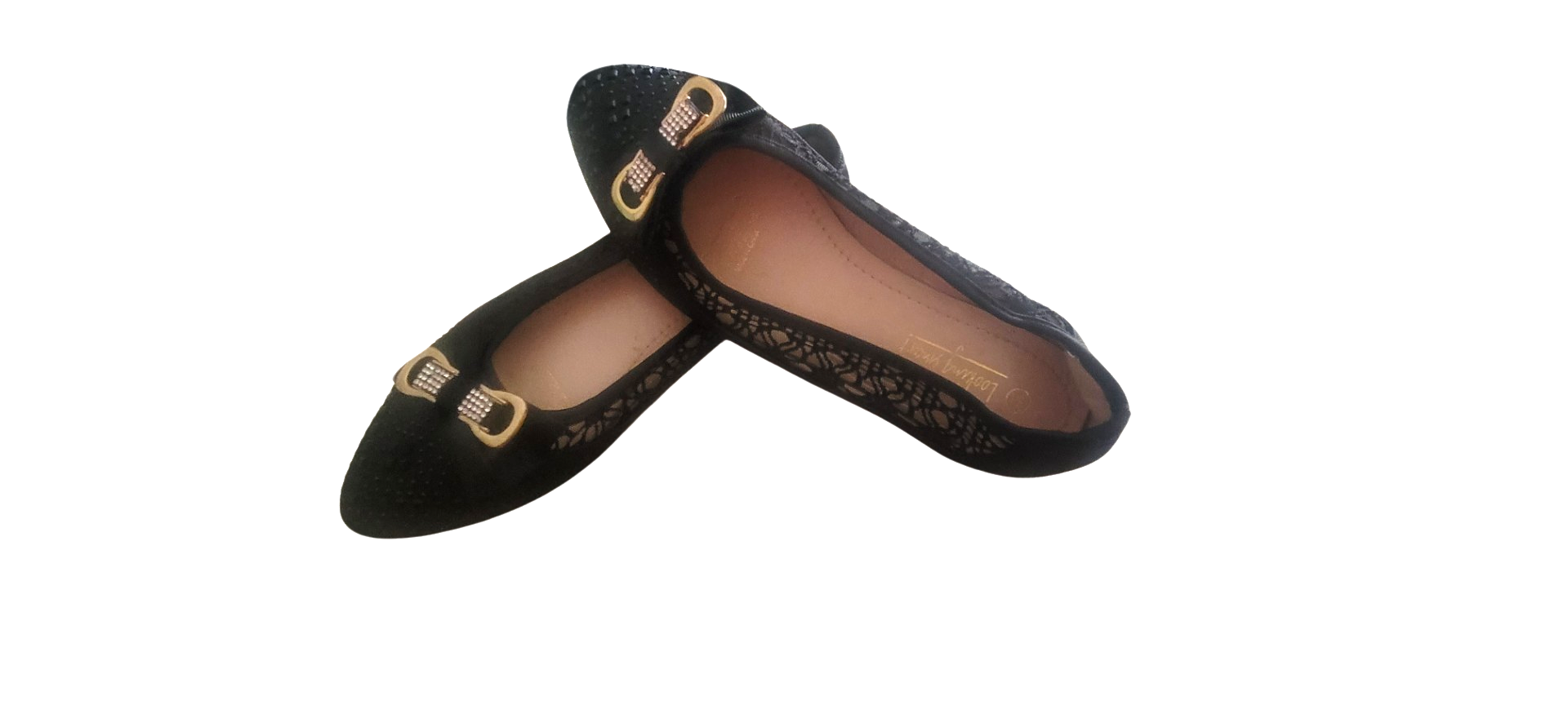 Black Office/ Fashion Shoe With Bow Gold And Crystal Design Women’s Black Flats Shoes Comfortable Pointed Toe Slip On Casual Ballet Flats Dress Shoes Flats US 7