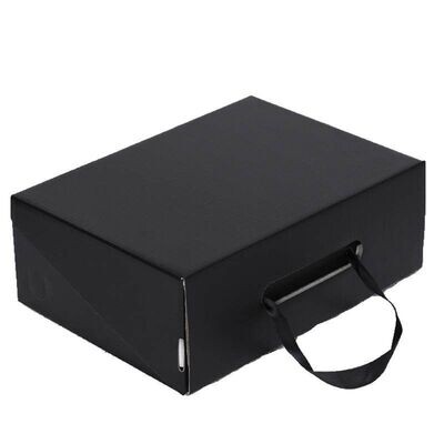 Large Black Gift Box 26*19*9.5cm' Groomsman Big Box, Rectangle Box, Large Wrap Cardboard Paper Shipping Storage Box, Presents Box for Wedding Christmas, Birthday shoe box with handle