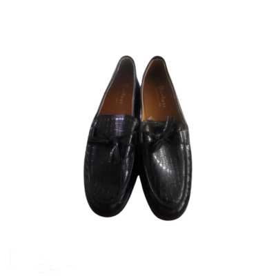 Black Men's dress shoes leather classic formal Italian thick soled black shoe