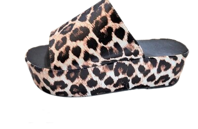 Leopard Women's Slip-On leopard skin Platform Wedge Sandal Shoe