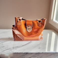 Brown Hand-Bag for Women Water Resistant Crocodile Pattern Handbag Women Work handbag Large Capacity Classic Stylish Office Tote Bag Shoulder Bag,15.6-inch,Brown