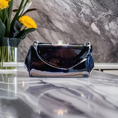 Women's Structured Shiny Patent Leather Handbag