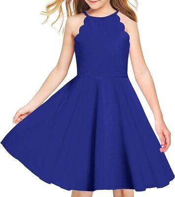 Girls' Lace Dress Halter Neck Summer Sundress Sleeveless Elegant A-line Pockets Party Dress