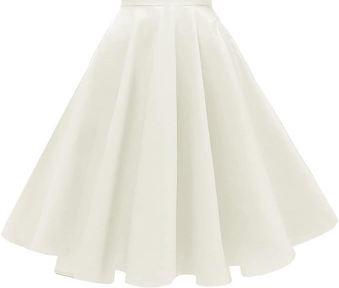 Women's Trapeze White Dress with Backless Neck Bow 1950s Retro Vintage Strap Cocktail Swing Dress Size 2-4
