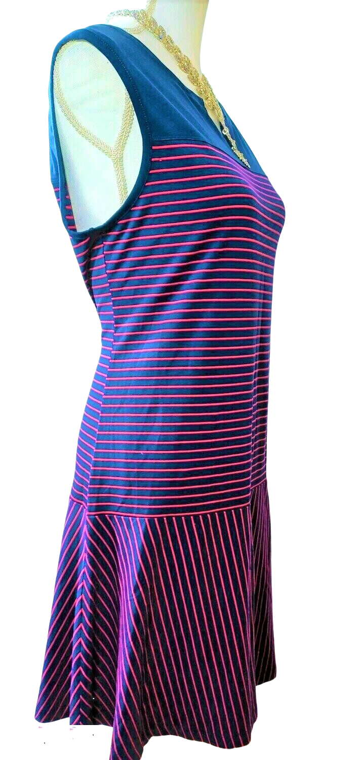 Arleta Womens Blueberry 2 tone Organic Cotton Stretch Extensible short sleeve Gown Dress Size Large