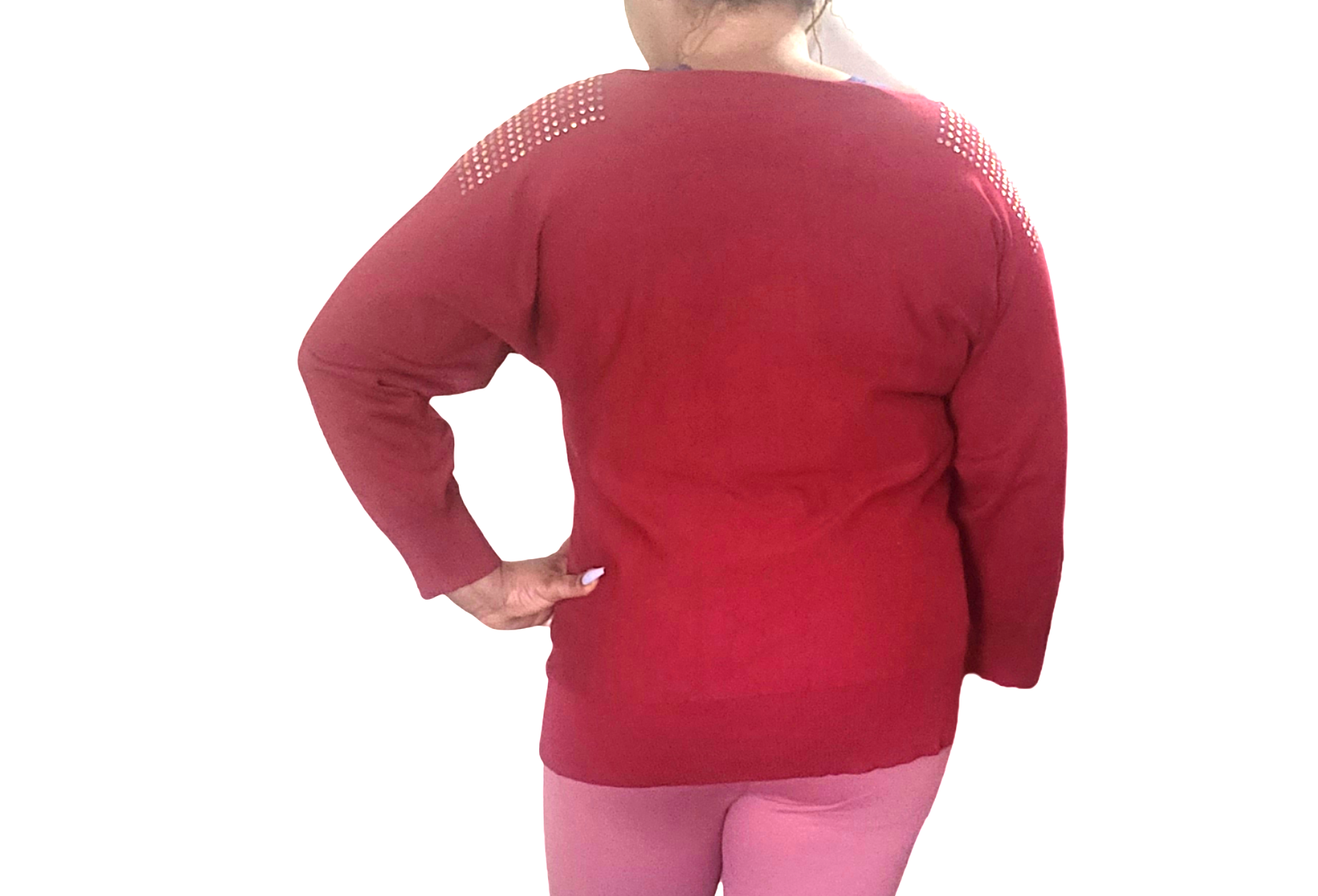 Cable & Gauge Womens Boatneck Tunic Sweater with Metallic Gold Glittery Buttons at Sleeves . US Large