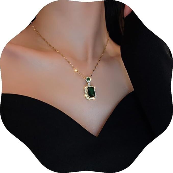 Women Jewelry Set Rhinestone Zircon  Black stone Pendant Necklaces & Earrings Set 925 Sterling Silver/gold Created