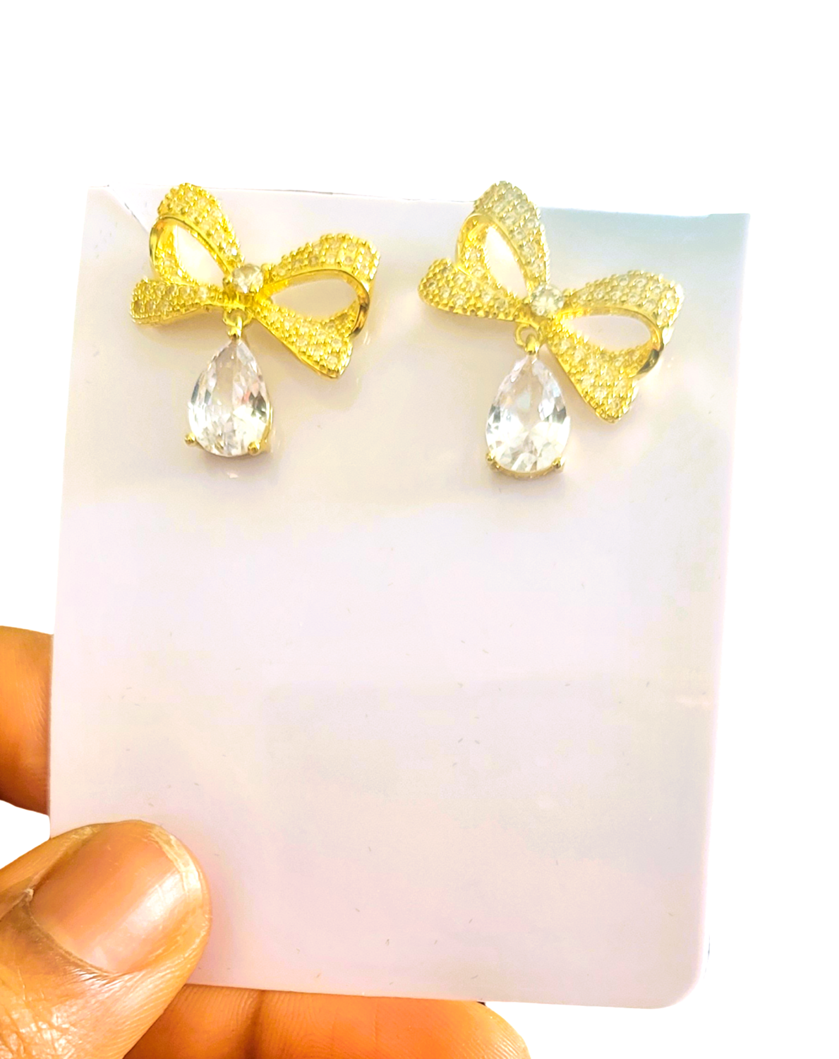 Gold Bow Necklace Women Bow Pendant Necklace 18K Gold Plated Women Jewelry Exquisite Tie Bow Cubic Zirconia Drop Stud Earring, pendant and necklace set