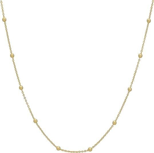 14k Gold Filled Satellite Bead Necklace Gold Necklaces for Women 18K Gold Satellite Beaded Curb Ball Chain Layered Necklace Gold Choker Necklaces for Women Dainty Necklace