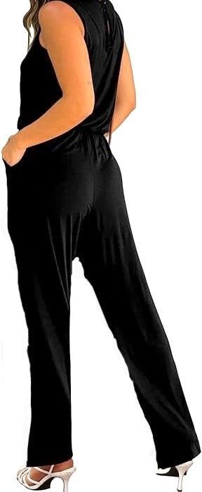 Women's Halter Neck One Piece Jumpsuit Sleeveless High Waist Belted Long Casual Summer Rompers