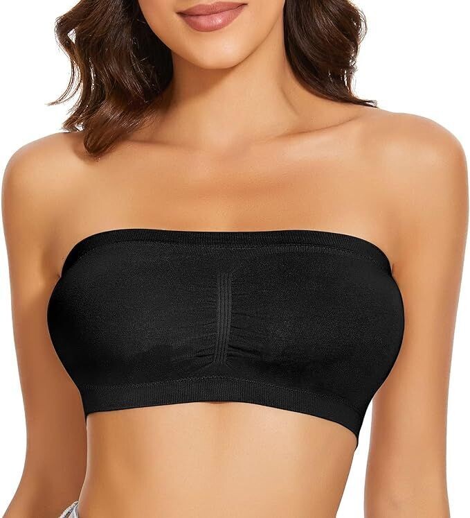 Women's Strapless Bandeau Bra Padded Bandeau Tube Top Bra Fitness Gym Tops Sexy Sports Bra Wireless Tube Top Bra