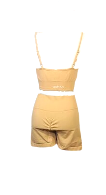 2 Piece Yoga Set short pants. Women Bandeau Bra Top Bra Fitness Gym Tops Sexy Sports Bra. Yellow Beige Ladies Stretchy Running Training Fitness Womens Gym Leggings High Waist Seamless  Medium