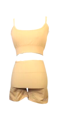 Womens 2 Piece Yoga Set SHORT pants. Yellow Beige Ladies Stretchy Running Training Fitness Womens Gym Leggings High Waist Seamless. Bra Top Sport Fitness Gym Tops Sexy Sports Bra and Shorts
Size : L