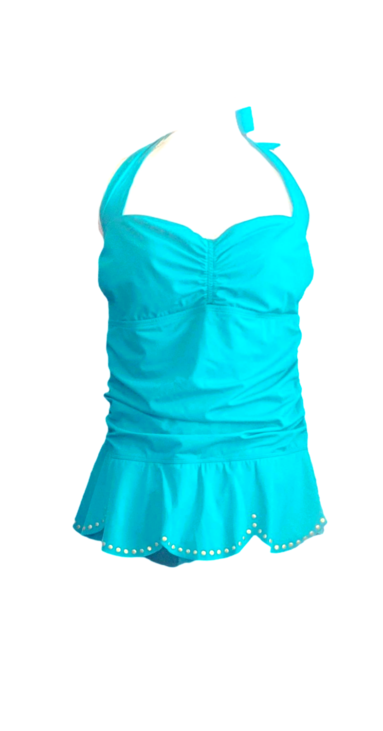 Womens Swimming & Beach Wear In One Piece Beach Wear Dress For Women Design swim With Gold Clips on, Ruffled Hem Swim dress Ruche Bathing Suit Dress Swimwear/spa /beach wear