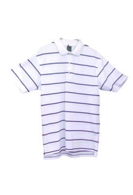 Dunning Golf White, With stripped purple and blue Stadium. Stripe Short Sleeve Polo Men's Short Sleeve Polo Shirt Top Casual Slim Fit Mock Neck Basic Designed Cotton Shirts