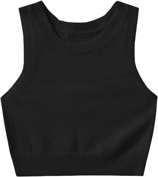 Business Solid Daisy Fuentes Black Color Plain Sweater Vest, Cotton Fit Casual Pullover, Black Sweater Vest Round Neck Sleeveless Knitted Pullover Cardigan Top Size Large