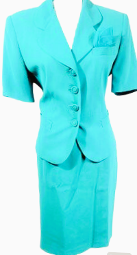 Women's 2 Piece Business Grenn Skirt Suit Set Office Lady Slim Fit Blazer and Skirt Size 12P