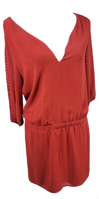 Women's Not Today Satin with lace sleeves  Dress with lace 3/4 sleeves Elastic Waist Gown Size Small