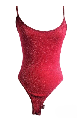 Wine Glitter Sexy Scoop Neck One Piece Swimsuit